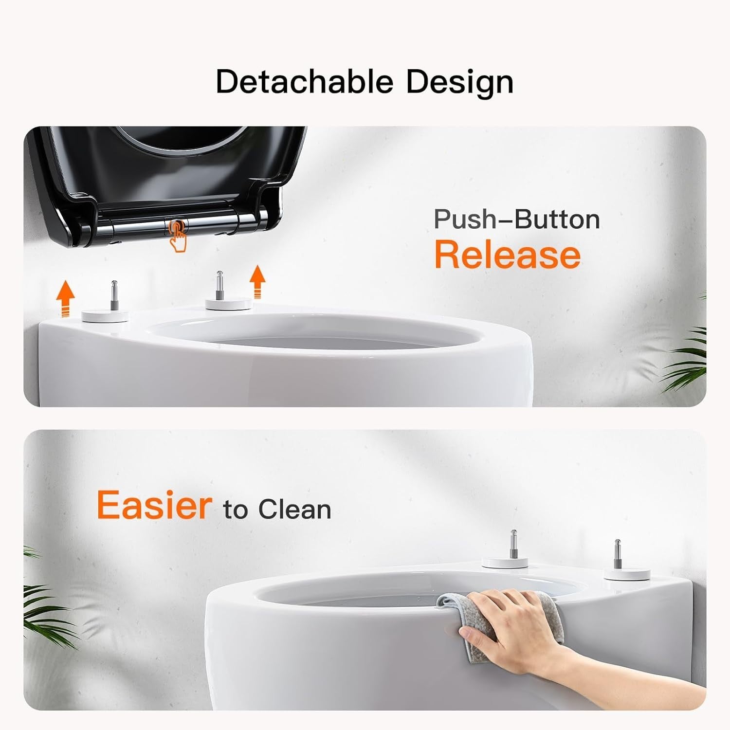Soft Close Toilet Seat Quick Release Top Fixing O Shape White Adjustable Hinges