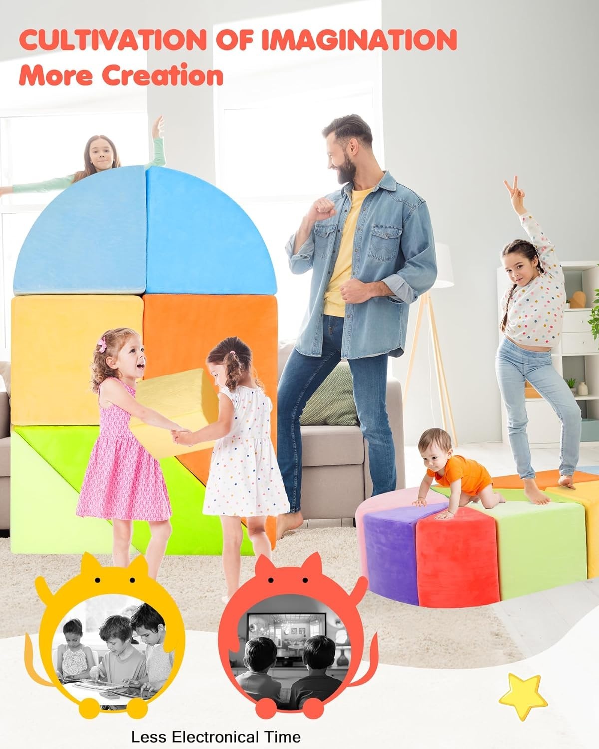 Heart-Shaped Kids Play Sofa with Built-in Ball Pit – Modular Puzzle Couch