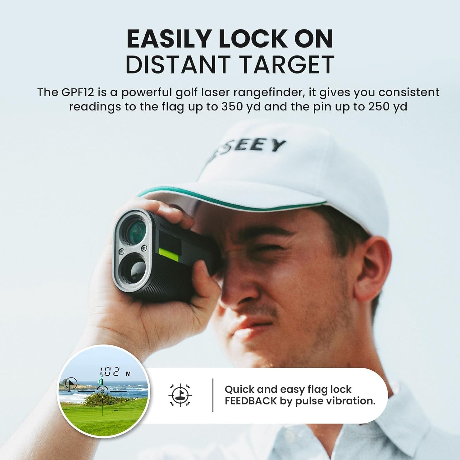 Golf Laser Rangefinder with Slope Flag Lock Rechargeable Fast Pulse Vibration