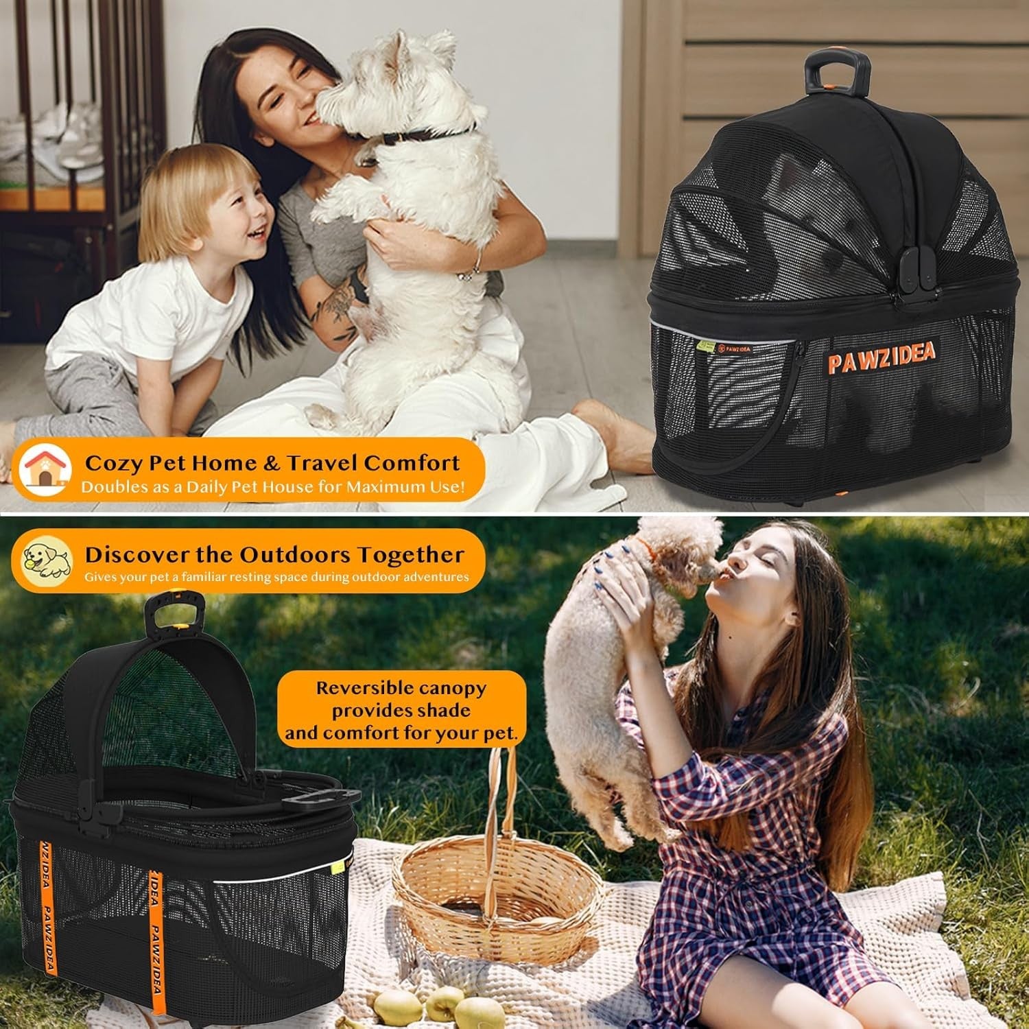 4 in 1 Pet Stroller Dog  Pushchair Detachable Carrier Foldable Jogger