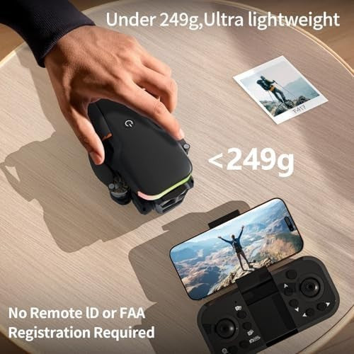 1080P Dual Camera Foldable Drone | LED Lights, Optical Flow, APP Control