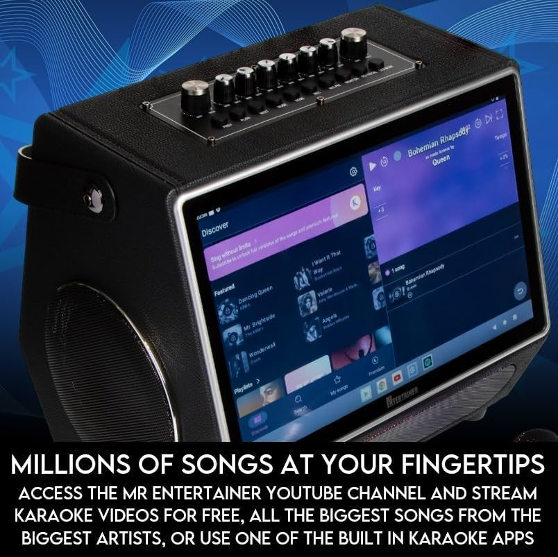 Smart Touch Screen Karaoke Machine with 2 Wireless Mics