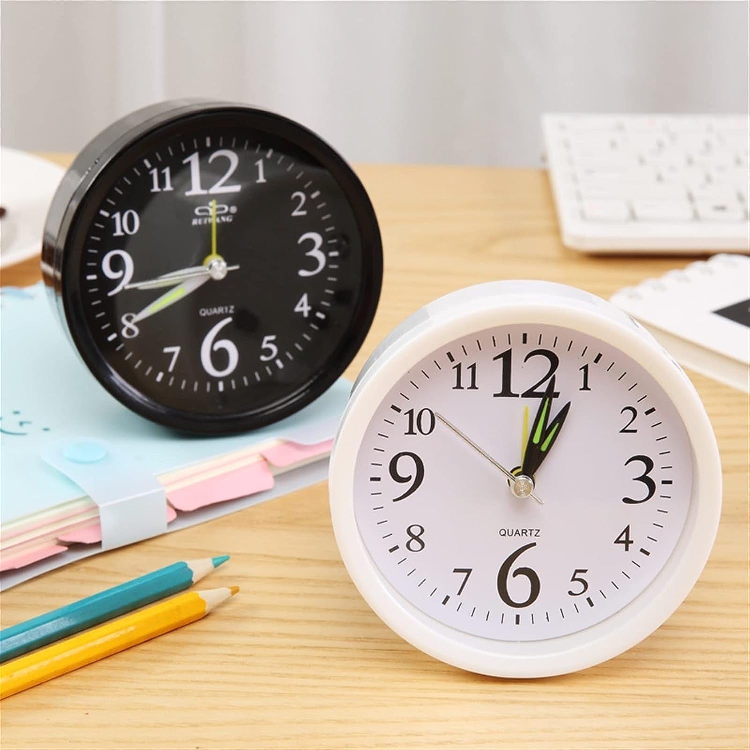 Vintage Twin Bell Alarm Clock Loud Silent Non-Ticking Black Bedside