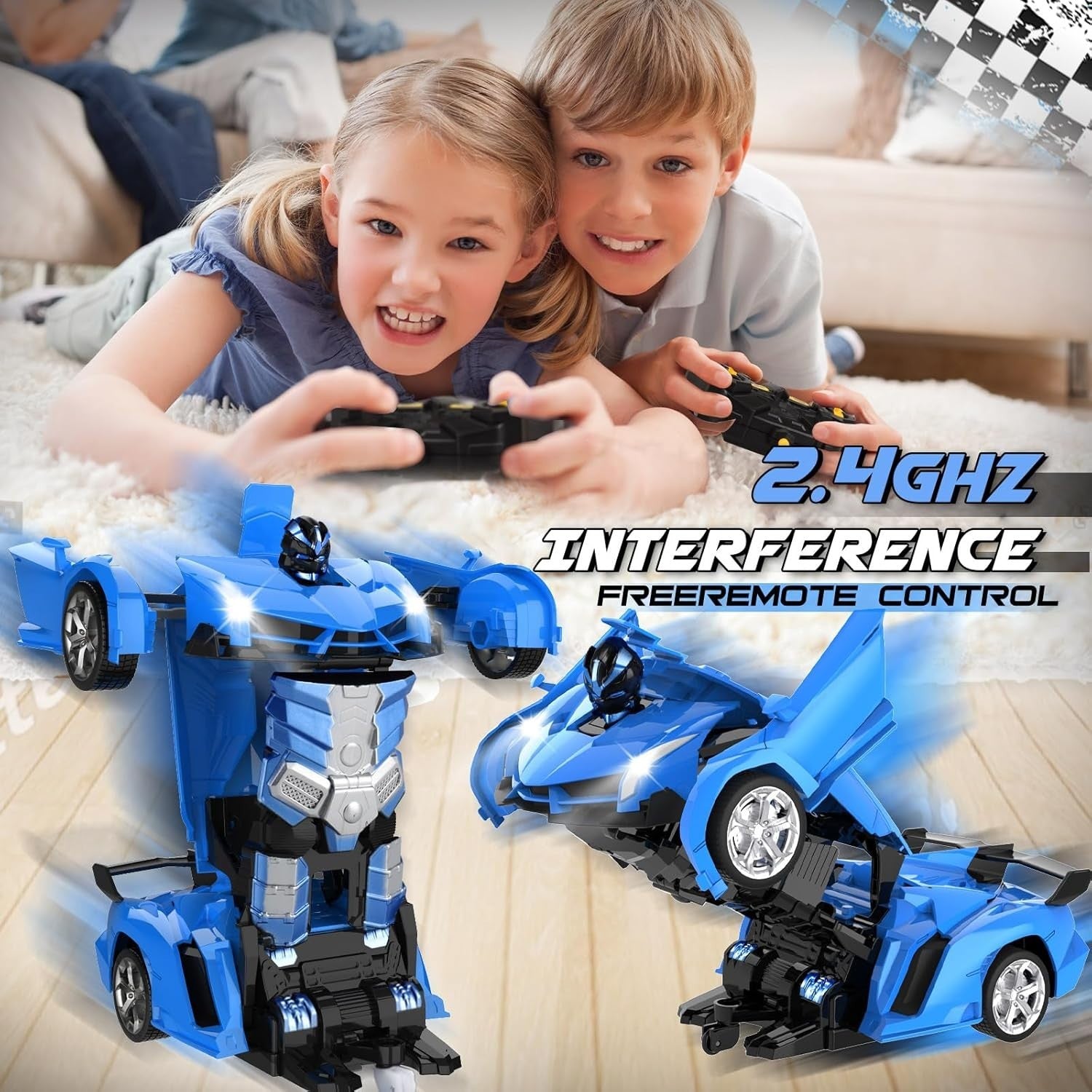 2 in 1 Transforming RC Car Robot Toy 360° Spin Remote Control Car for Kids 3-8