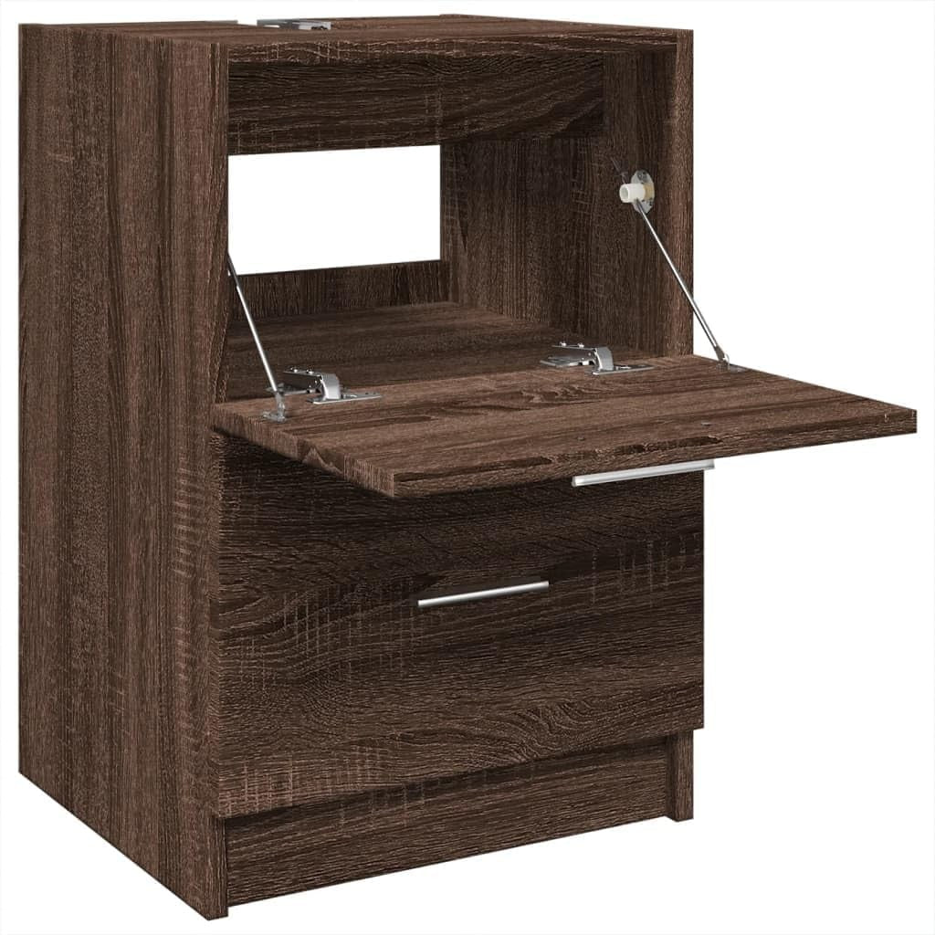 Brown Oak Under Sink Bathroom Cabinet 3 Drawer Vanity Storage Unit 40x37x59cm
