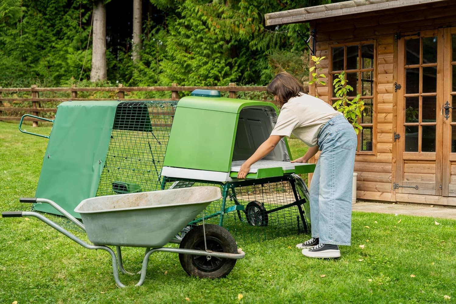 Raised Plastic Chicken Coop with 2m Run Weatherproof 4 Hens
