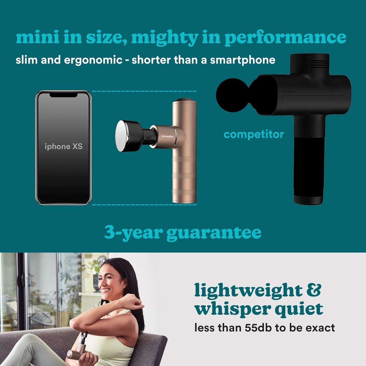 Portable Heated Mini Massage Gun, 5 Attachments & 4 Intensity Levels for Deep Mu