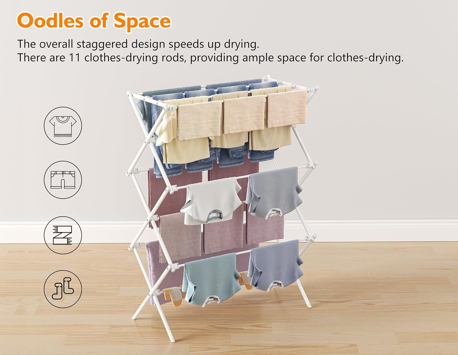 3 Tier Foldable Clothes Airer Heavy Laundry Drying Rack Indoor Outdoor