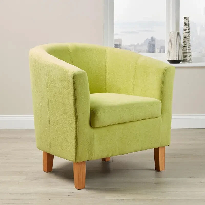 Apple Green Velvet Tub Armchair Lounge Chair Wooden Legs Living Room