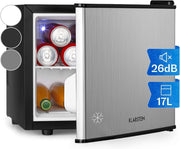 Mini Fridge 17L Compact Cooler Silver Quiet Manual Defrost Bedroom Office