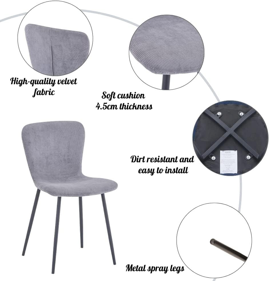 100cm Round Glass Dining Table & 4 Velvet Chairs Black Metal Legs Set