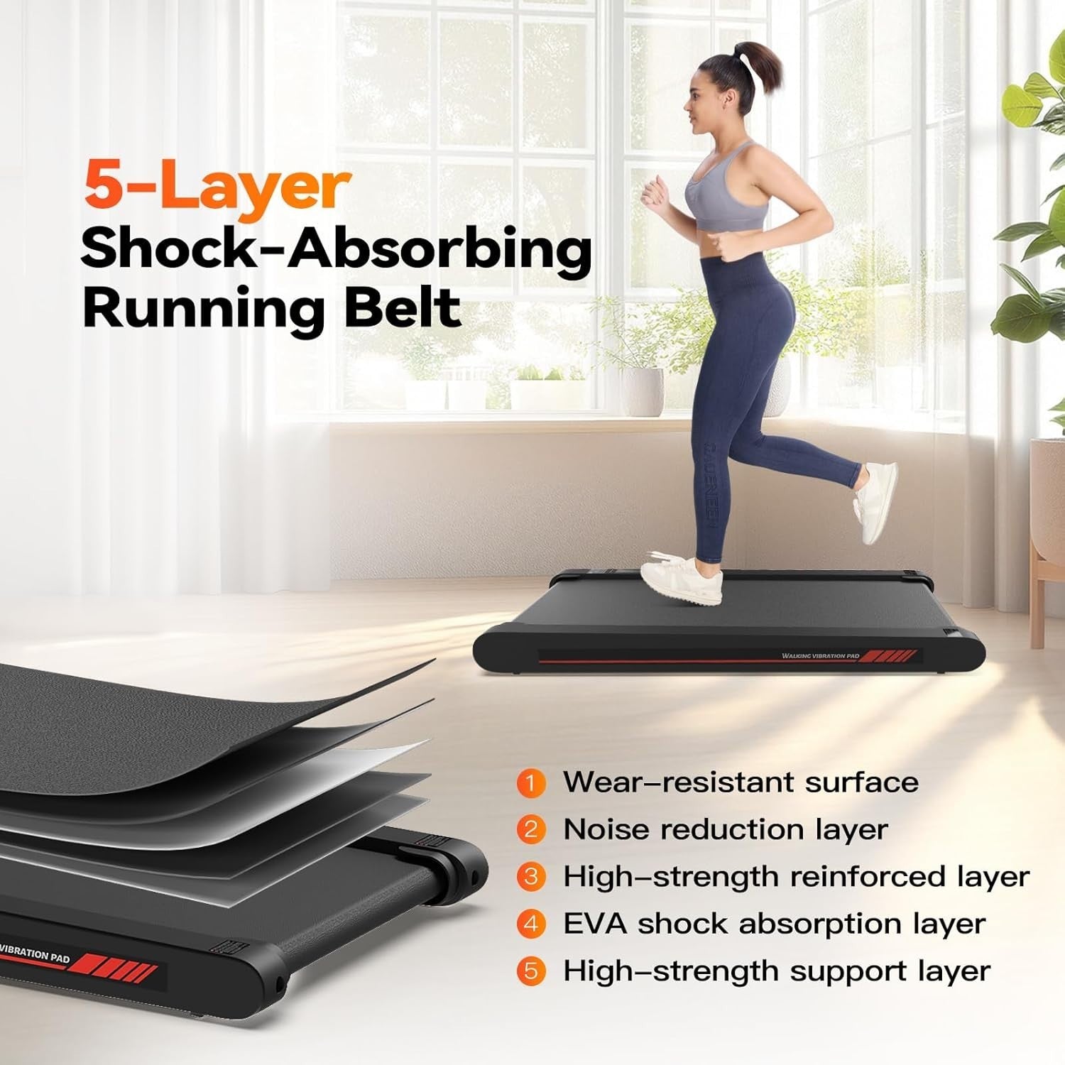 Under Desk Walking Pad Treadmill with Vibration, App & Remote, Home Office