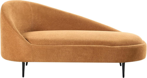 Modern Left Hand Orange Fabric Chaise Lounge Metal Legs Stylish & Durable