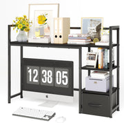 41" Desk Hutch Organizer Shelf with Drawer | 3-Tier Desktop Rack for Monitor 32"