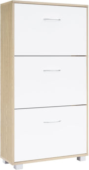 Modern 3 Door Shoe Cabinet Cupboard | Slim Hallway Storage Rack | 115x60x24cm