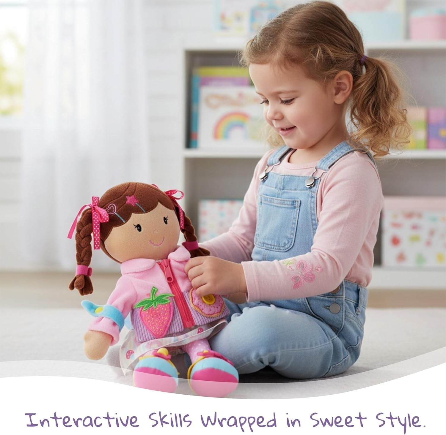 Montessori Dressing Skills Plush Doll 40cm Soft Educational Toy Toddler
