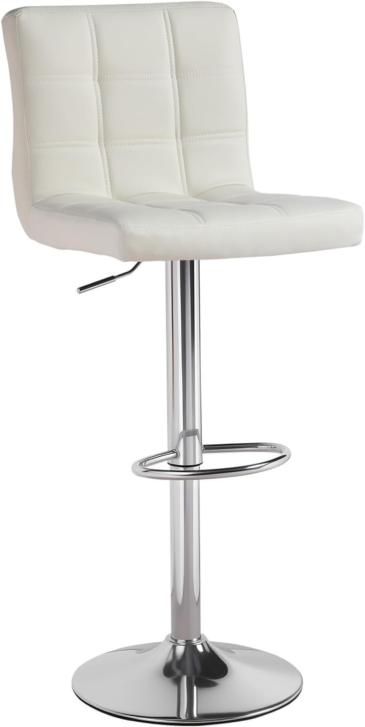Beige Swivel Bar Stool Adjustable Height Gas Lift Modern Armrest Design