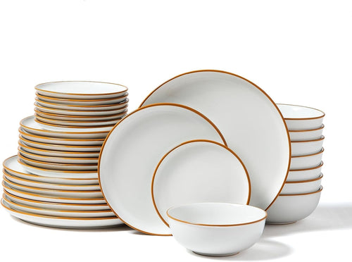 32pc Ceramic Dinner Set Plates Bowls Scratch Resistant Microwave Dishwasher