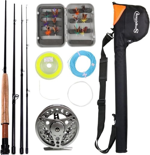 9ft Fly Fishing Rod & Reel Combo – Carbon 4-Section Freshwater Kit Silver
