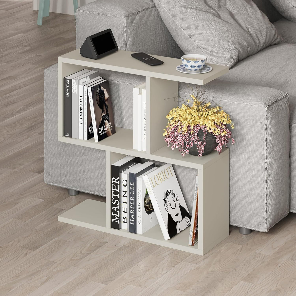 2-Tier Storage Side Table, End Table, Coffee Table, Desk, Sandstone 60x60x19.5cm