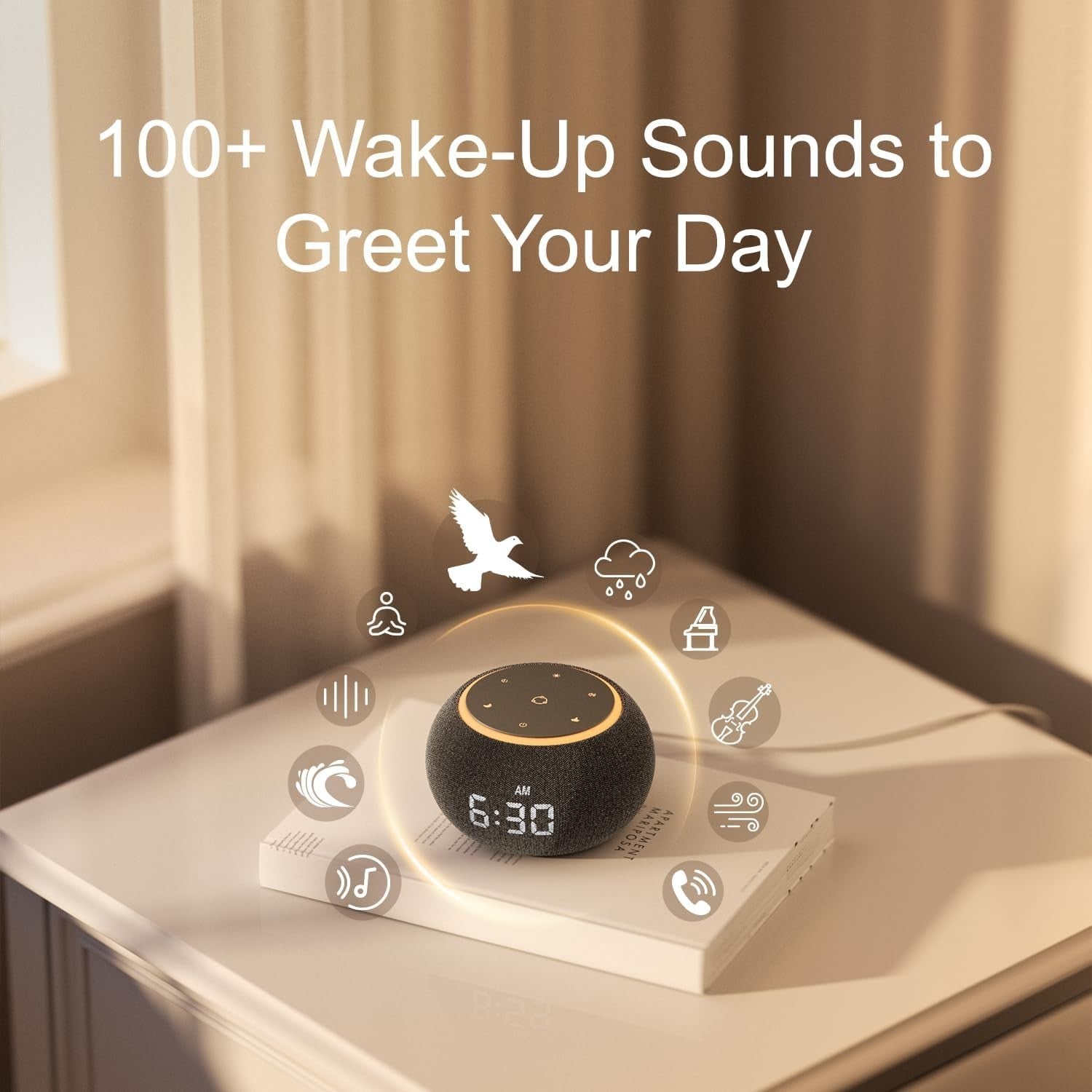 Dual-Stage Alarm Clock & 507 Sound White Noise Machine for Sleep