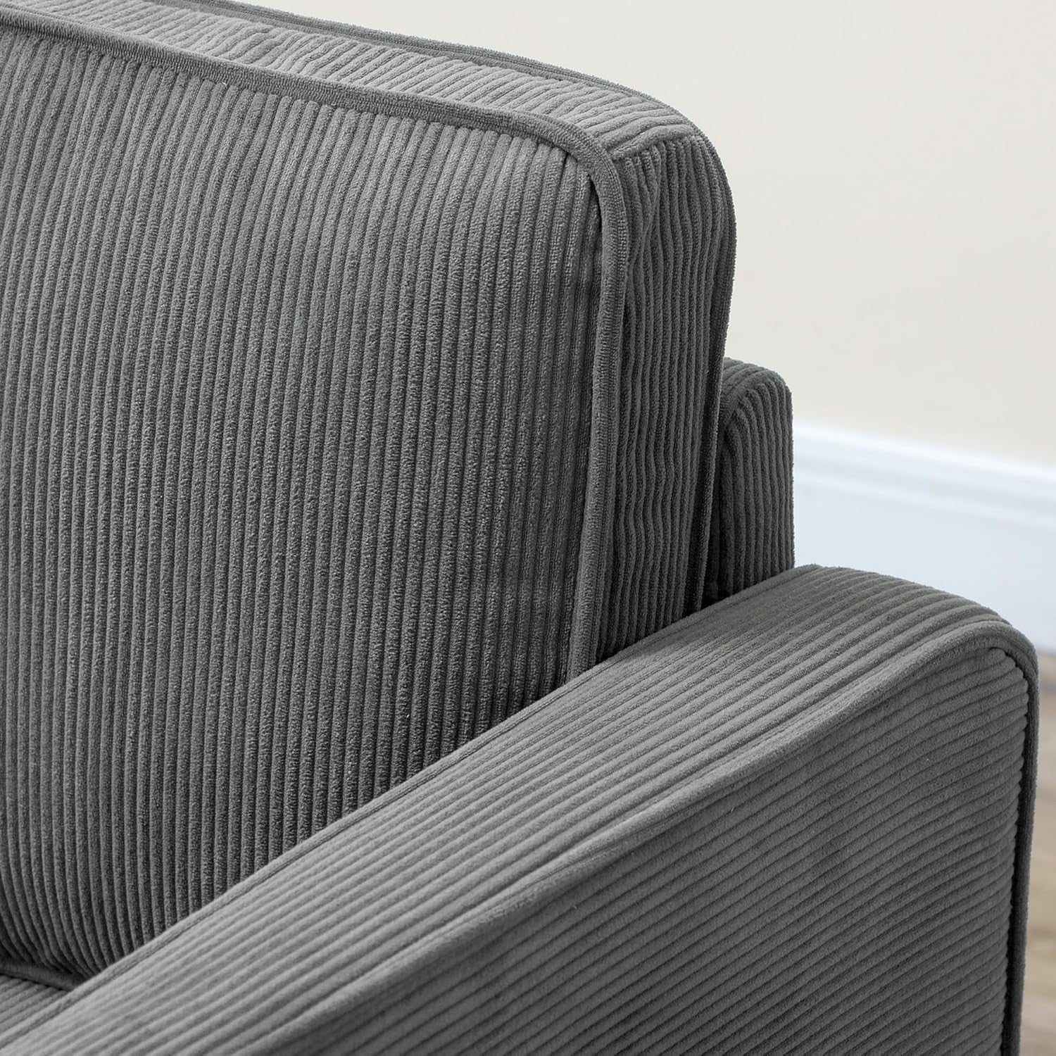2 Seater Sofa with Storage Grey – Small Space Couch with Wood Legs