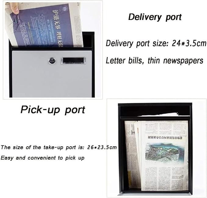 Lockable Wall Mounted Mailbox Outdoor Post Box with Newspaper Slot – Rustproof