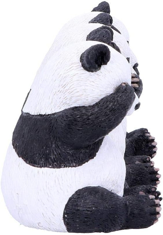 Three Wise Panda Figurines Resin 8.5cm Cute Ornament Set Home Decor Gift