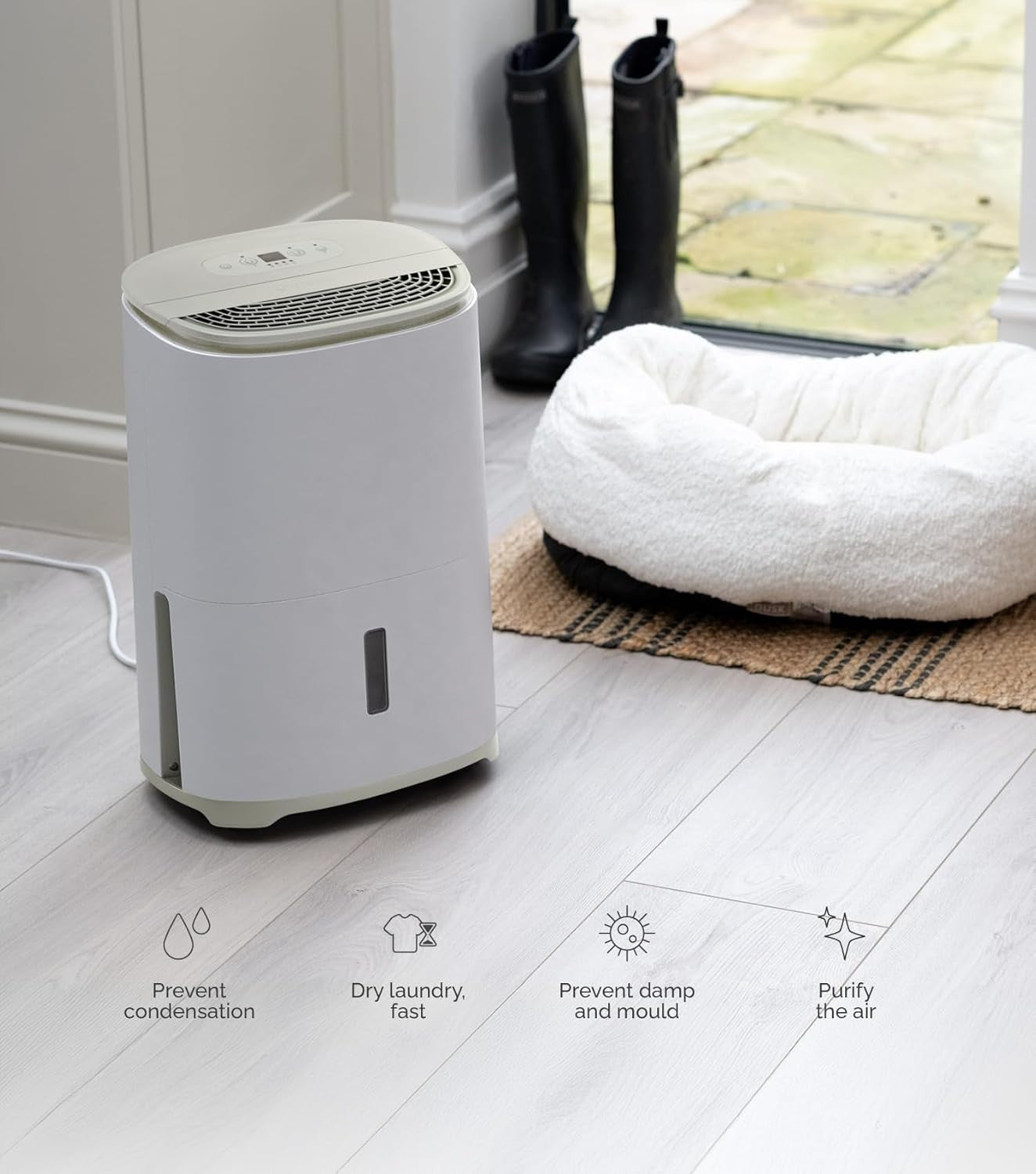 Compact 6L Dehumidifier with HEPA Air Purifier 32dB Bedroom Flat