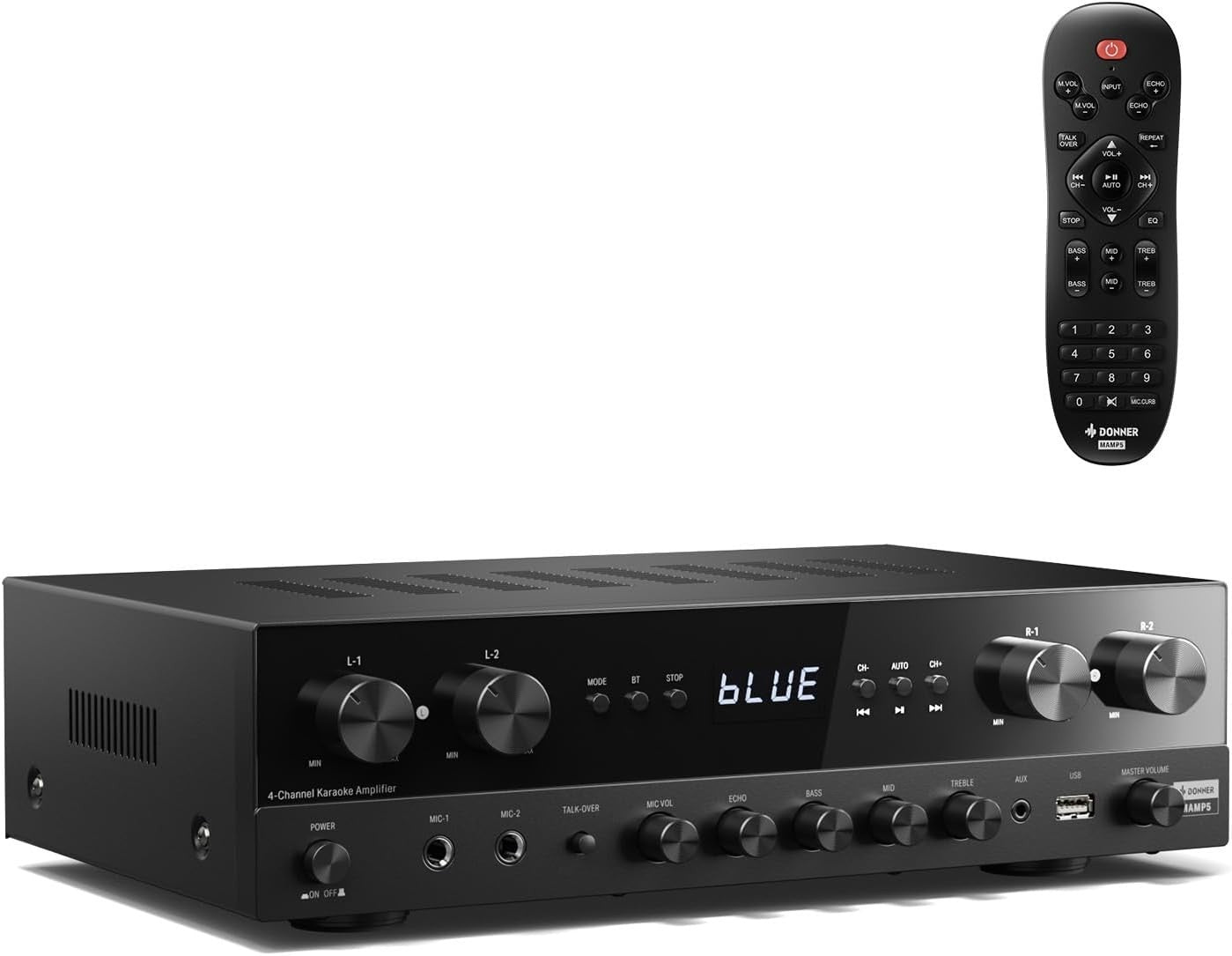1000W 4 Channel Bluetooth Stereo Amplifier Receiver USB FM RCA