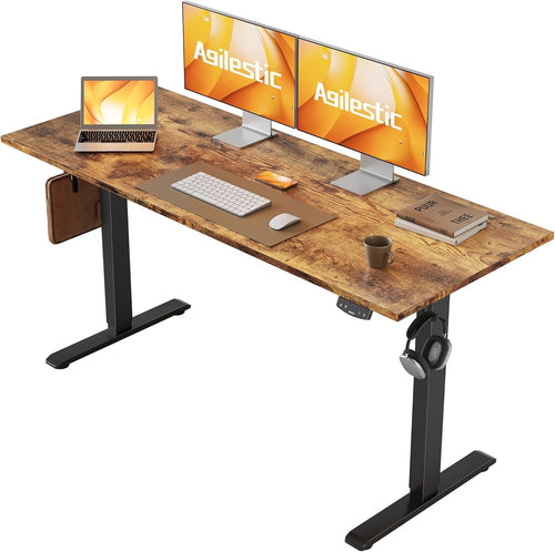 Electric Adjustable Standing Desk 140x60cm Sit Stand Table with Memory – Brown