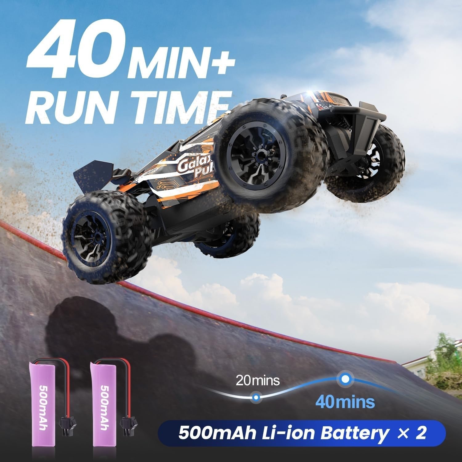 1:20 RC Monster Truck for Kids, 2.4GHz Remote Control Car with 2 Batteries