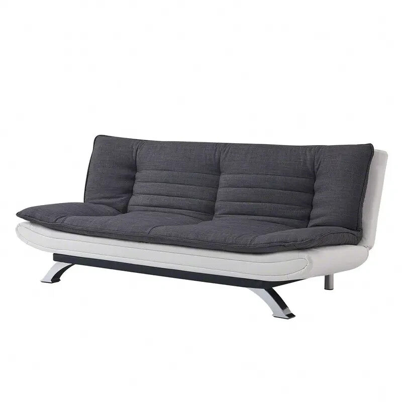 Charcoal Fabric Sofa Bed Futon 3 Seater Clic Clac White Faux Leather