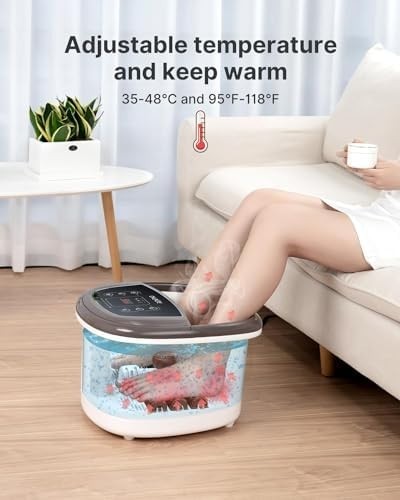 Electric Foot Spa Massager with Heat, Auto Rollers & Adjustable Timer