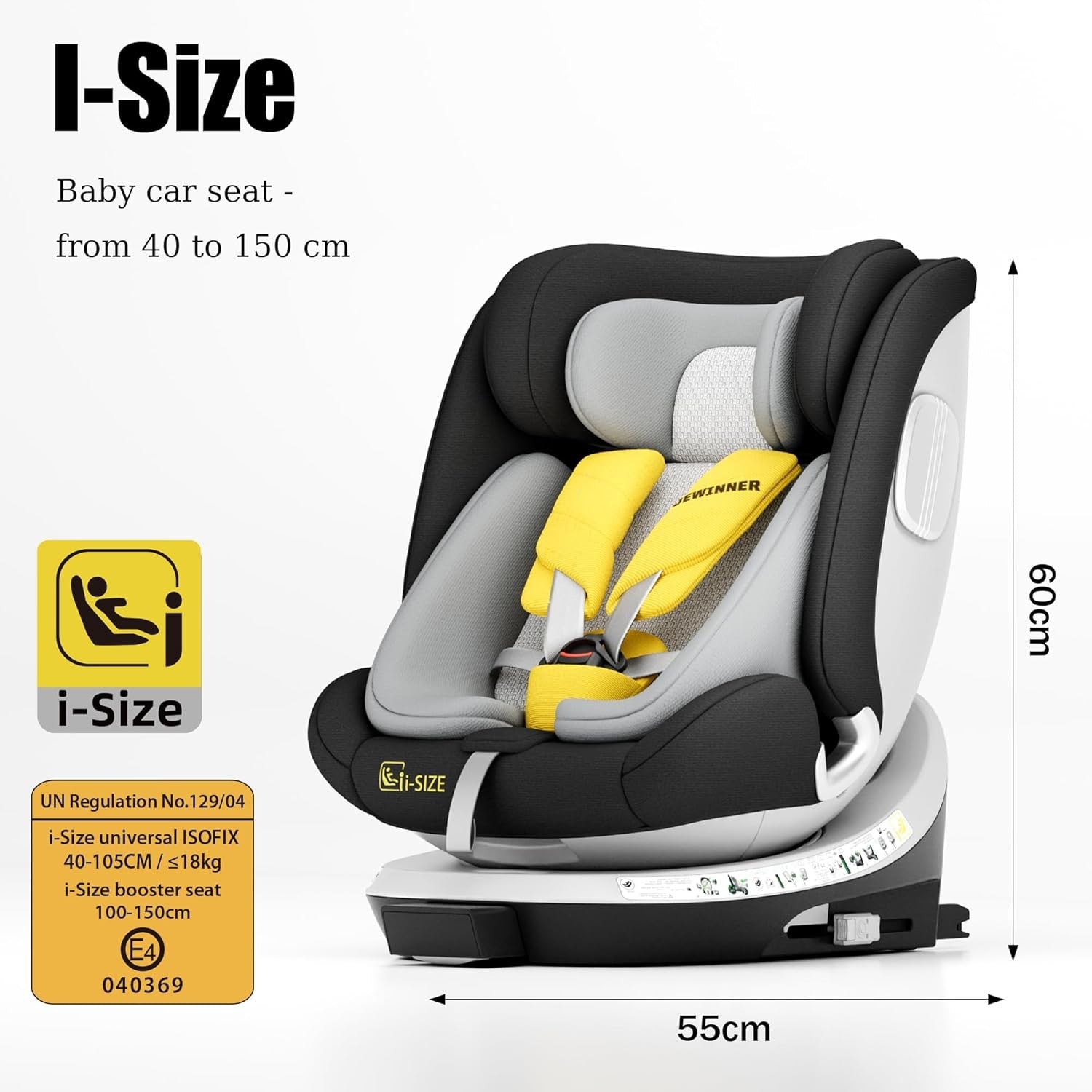 360° Swivel i-Size Car Seat ISOFIX R129 0–36kg Birth to 12 Years