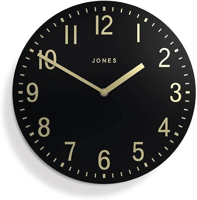30cm Black & Gold Wall Clock Modern Convex Silent Stylish Home Decor
