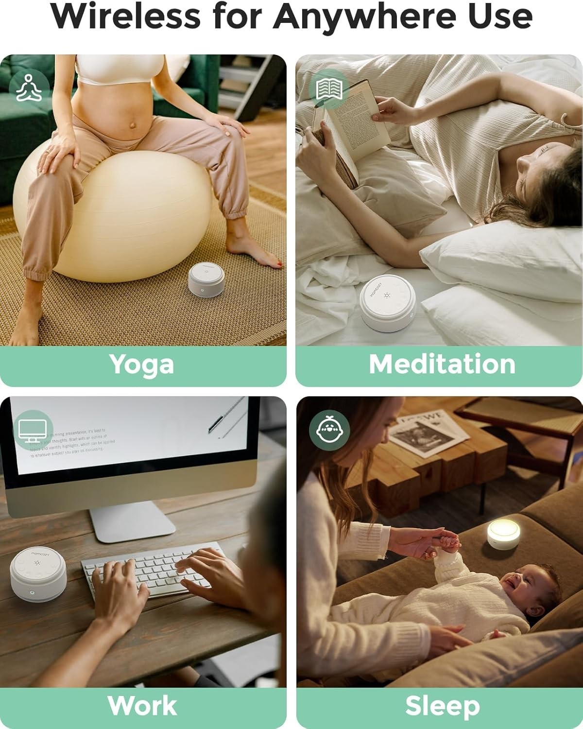 Portable Baby White Noise Machine with 20 Soothing Sounds & Touch Light.