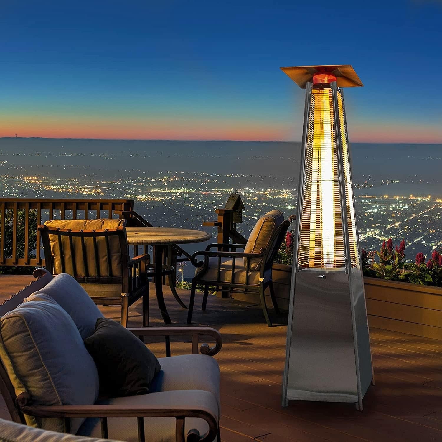 Outdoor Pyramid Gas Patio Heater 13kW Stainless Steel Garden BBQ Party