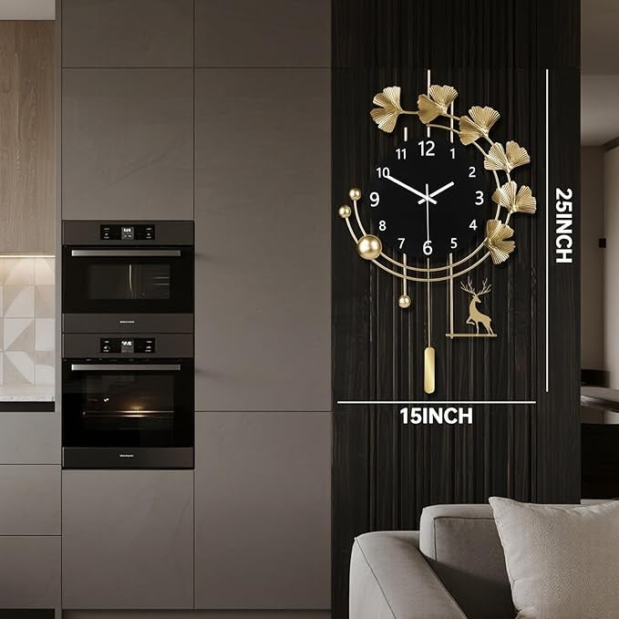 Large Modern Gold Wall Clock 40x60cm Silent Luxury Decor Oversized Living Room