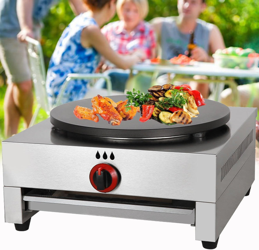 Commercial Gas Crepe Maker 40cm Non-Stick Pancake Griddle | Heavy-Duty Hotplate