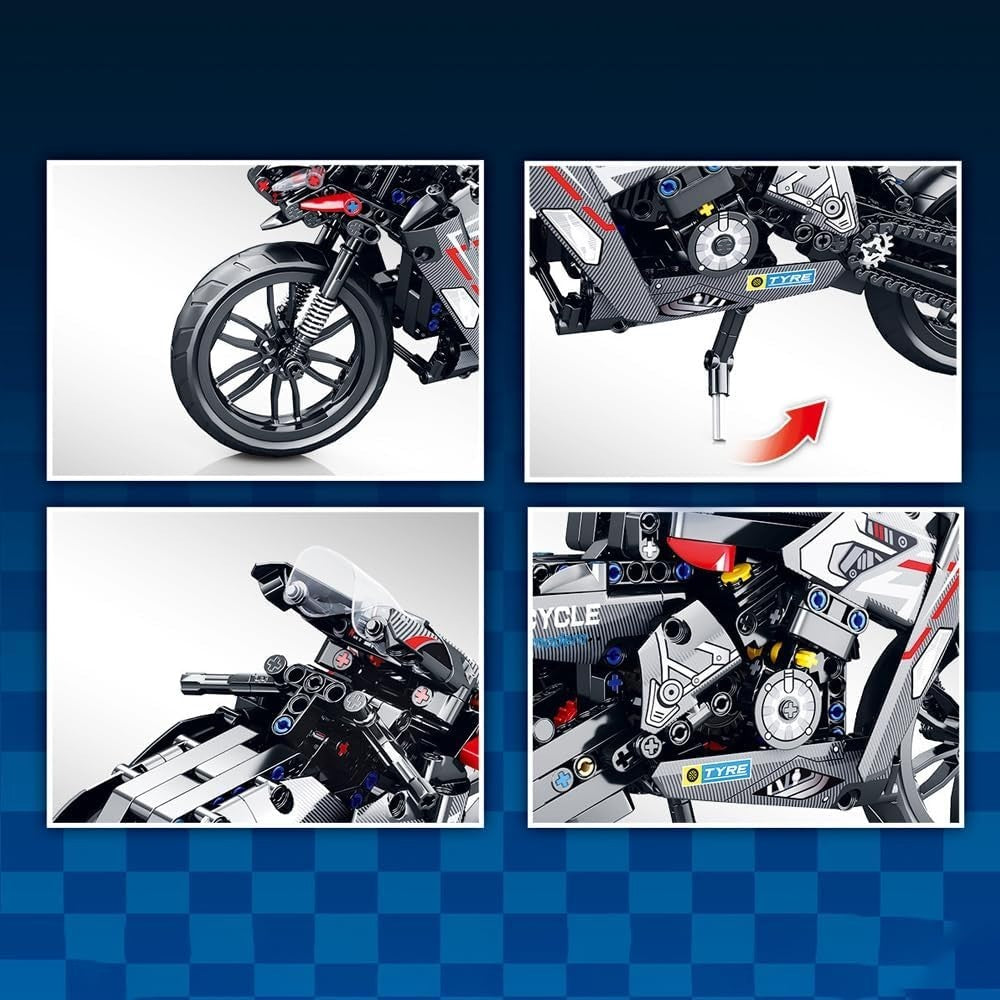 486 PCS Motorcycle Building Blocks Toy Kit - Functional, Durable, Educational Gi