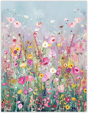 Large Floral Canvas Wall Art Wildflower Field Modern Living Room Poster 24x32