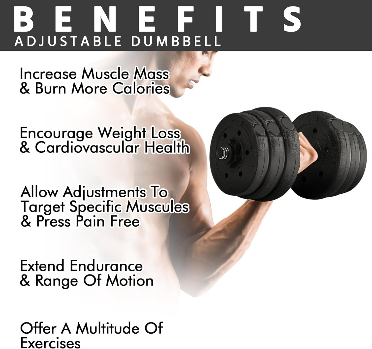 Adjustable Dumbbell Set 15–30KG Anti-Roll Non-Slip Home Gym Weights