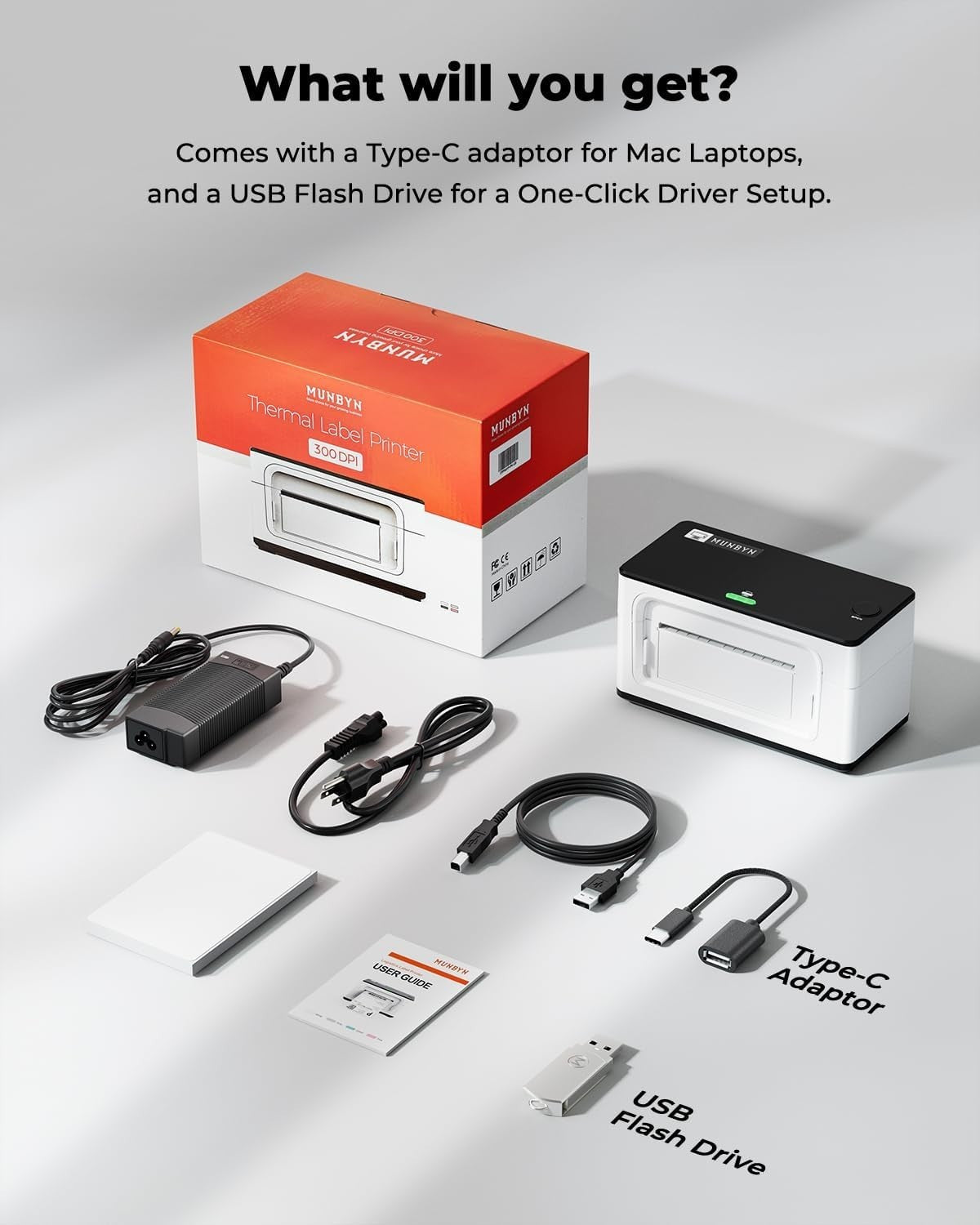White Bluetooth 300DPI Thermal Label Printer 4x6 Shipping Business