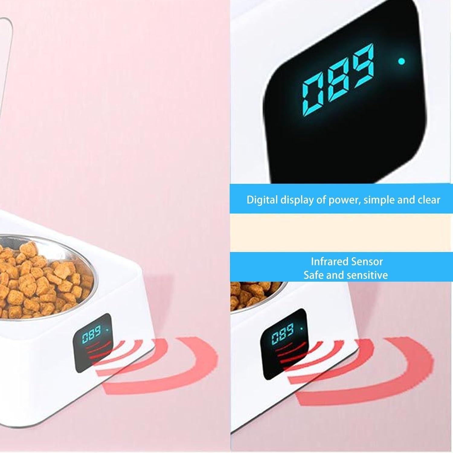 Smart Pet Feeder Auto Sensor Lid Feeding Bowl Rechargeable 350ml