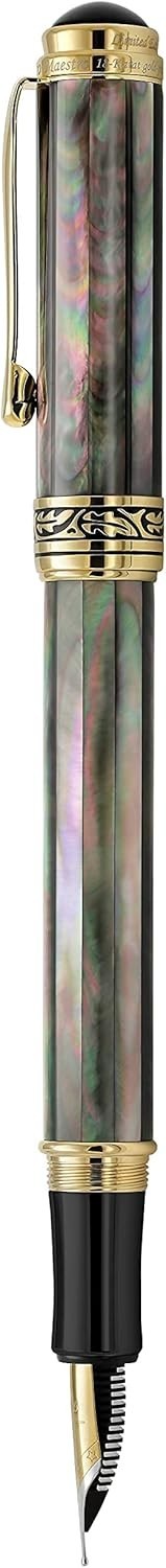 Luxury Tahitian Black Mother of Pearl Fountain Pen Medium Nib 18K Gold