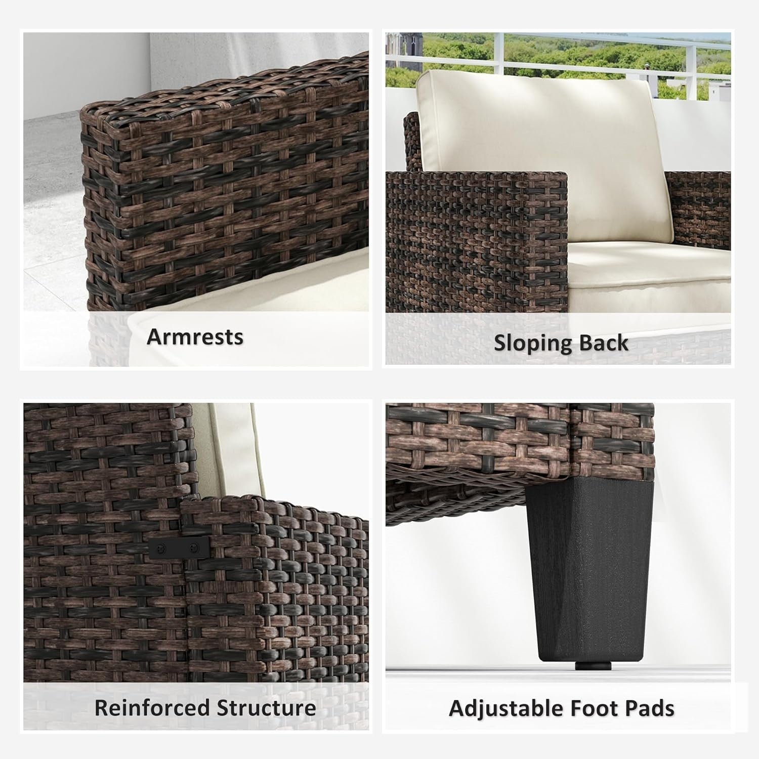 Rattan Garden Armchair with Cushions Brown Outdoor Patio Conservatory Chair