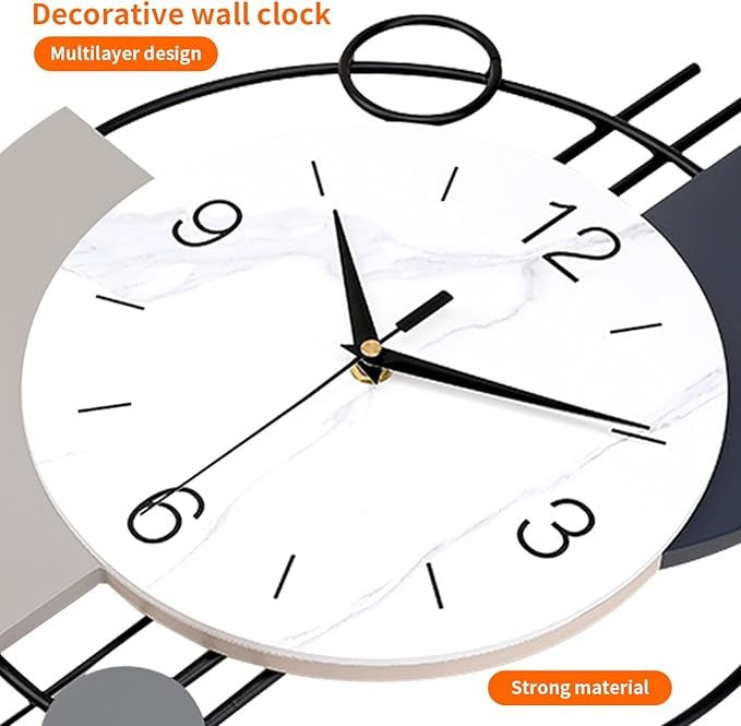 Large Modern Silent Wall Clock 55cm Luxury Metal Hanging Decor for Living Room