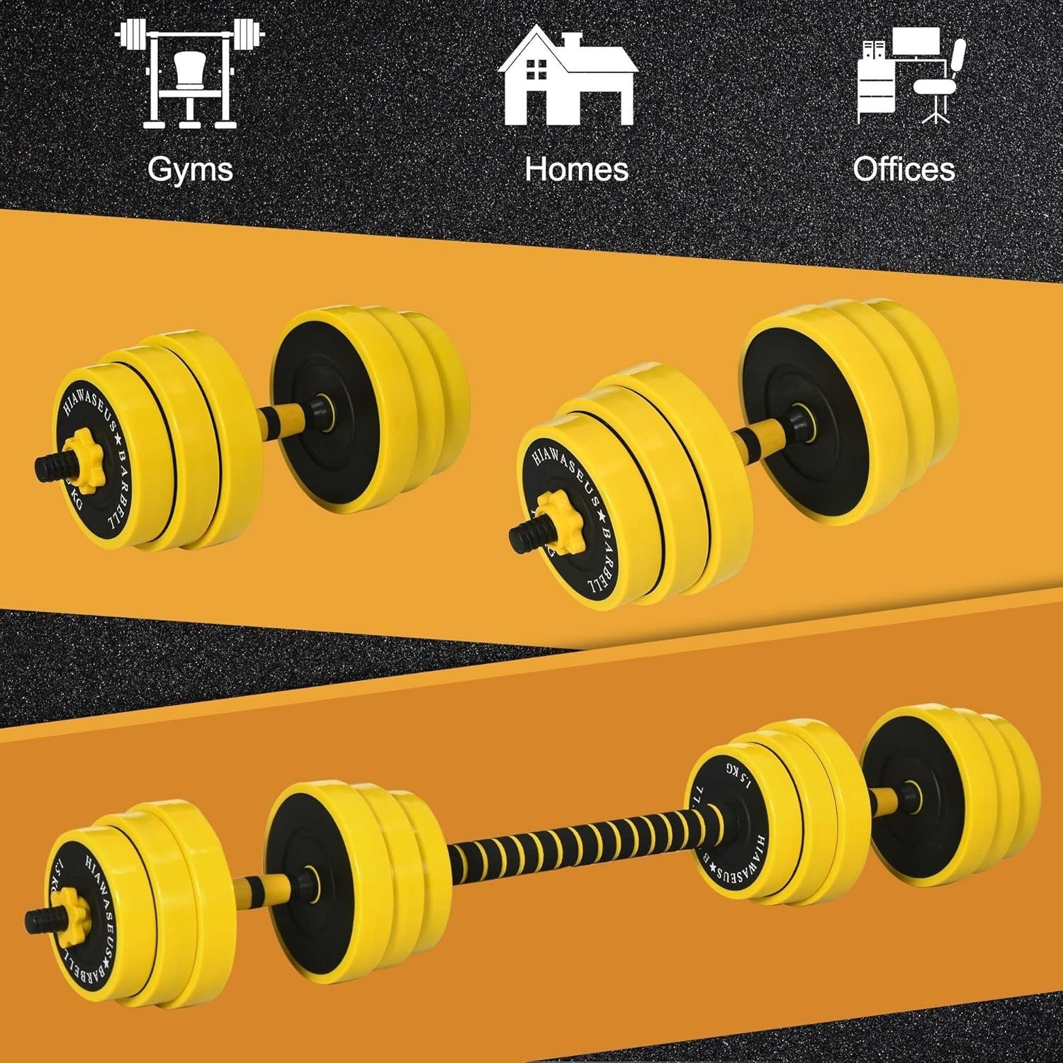 Adjustable Dumbbell Barbell Set 25kg 3-in-1 Home Gym Weight Training