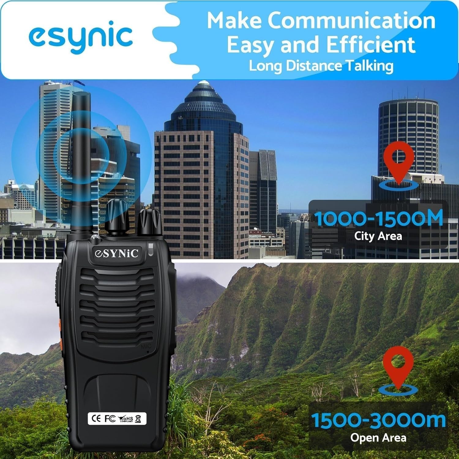 10 Pack Long Range Walkie Talkies PMR446 Rechargeable VOX 2 Way Radios